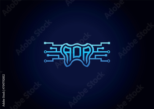Letter ADA Modern Technology Vector Monogram Dental care shape Logo