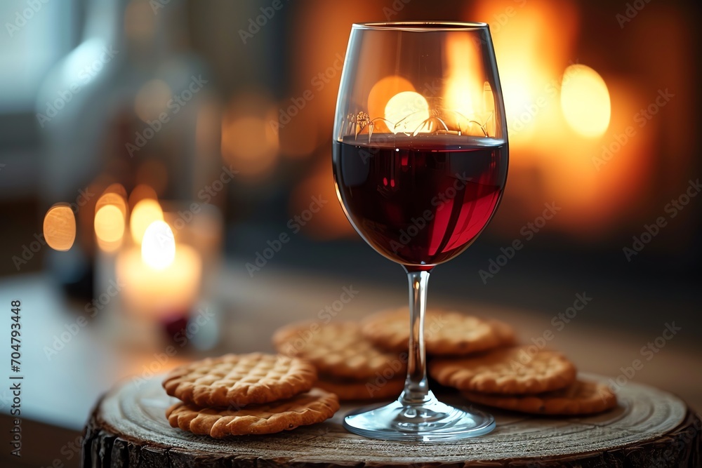Naklejka premium glass of wine on table