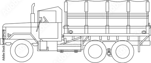 Vector sketch illustration of war truck public transport vehicle design