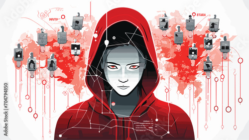 malicious AI in a vector scene depicting situations where automated systems are used for malicious purposes, such as deepfake generation, social manipulation