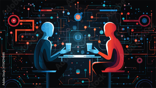 artificial intelligence with a vector art piece that visualizes the potential risks and consequences associated with poorly designed or malicious AI systems. 