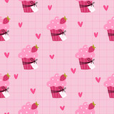 Background with muffins and hearts