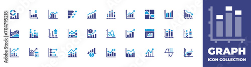Graph icon collection. Duotone color. Vector and transparent illustration. Containing stats  bar chart  finance  data analysis  bar graph  area graph  statistics  line graph  graph  fluctuation.