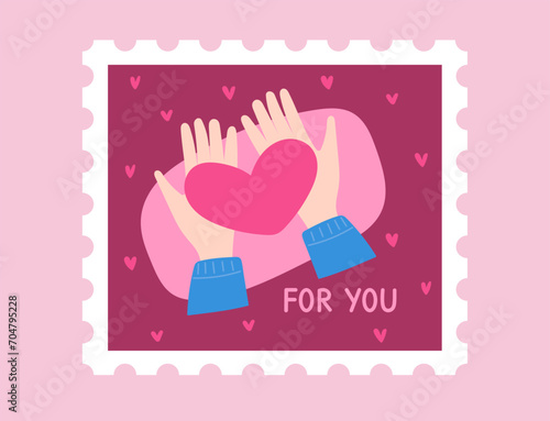 Hands holding heart Valentine card