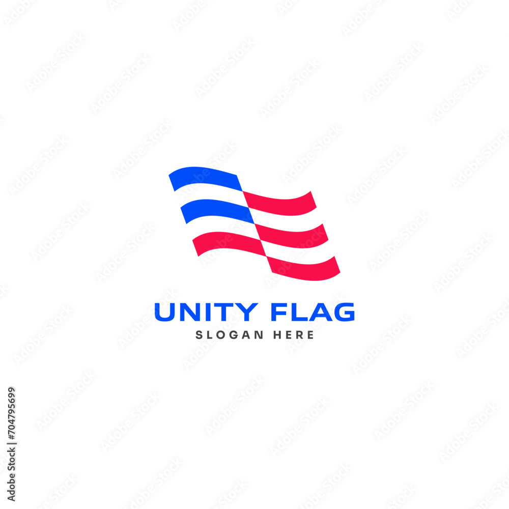 Unity flag blue and red logo design concept