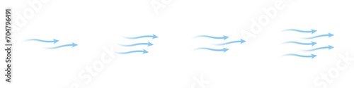 Wind flow arrow direction vector. Air conditioner air flow direction set.