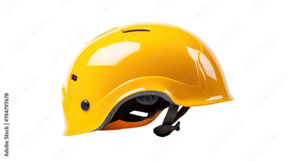 Yellow durable plastic hat for rafting, personal protective equipment, isolated on transparent background, png file. Yellow durable plastic hat for rafting, personal protective equipment, isolated on transparent background, png file.