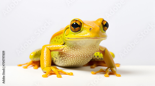 frog closeup on white copy space, generative ai