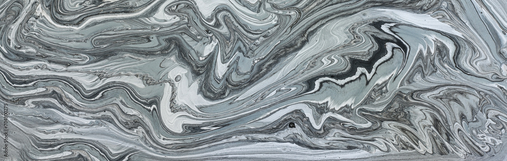 Fototapeta premium art photography of abstract marbleized effect background with black, gray and white creative colors. Beautiful paint.