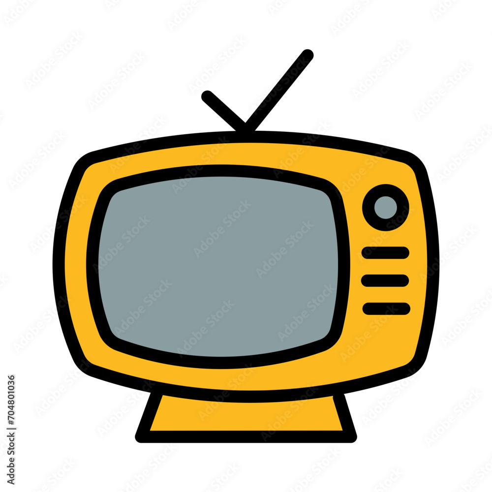 Old Screen Televison Filled Outline Icon Old Screen Televison Filled Outline Icon