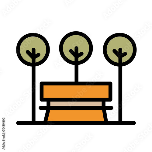 Bench City Park Filled Ouline Icon