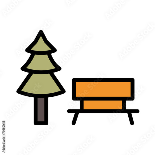 Bench City Park Filled Ouline Icon