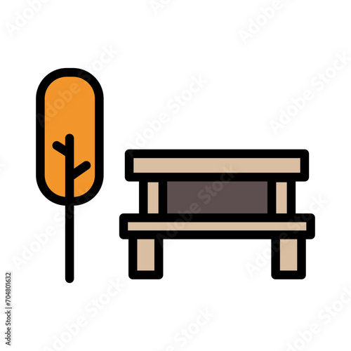 Bench City Park Filled Ouline Icon