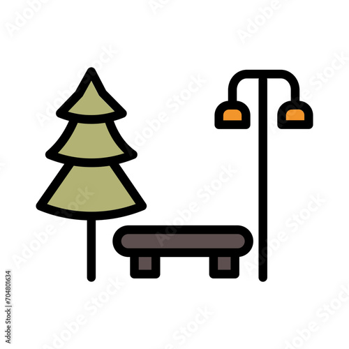 Bench City Park Filled Ouline Icon