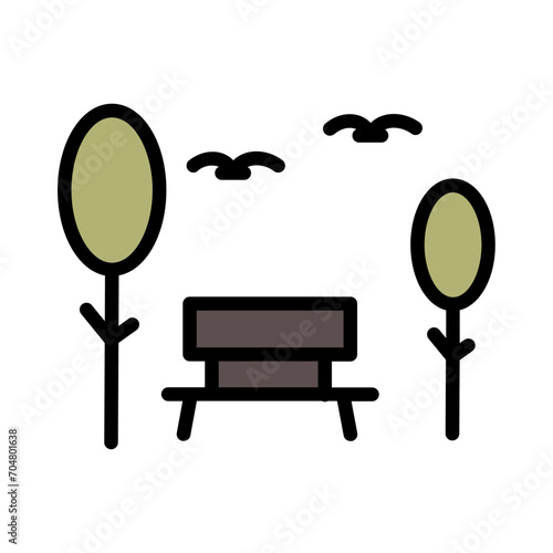 Bench City Park Filled Ouline Icon