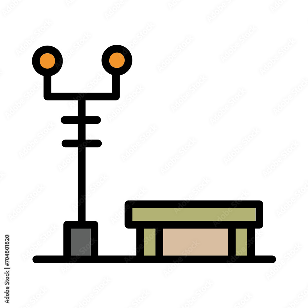 Bench City Park Filled Ouline Icon Bench City Park Filled Ouline Icon