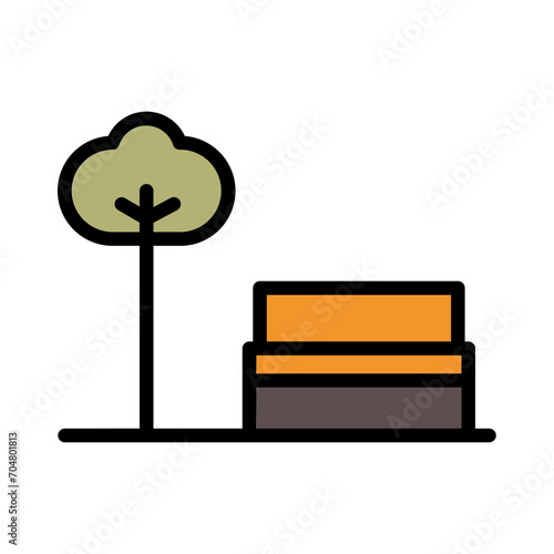 Bench City Park Filled Ouline Icon