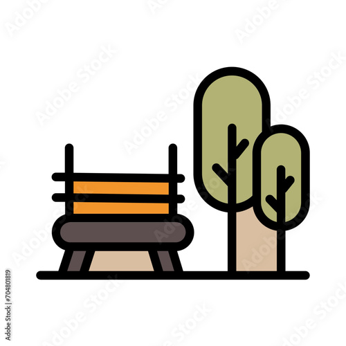 Bench City Park Filled Ouline Icon
