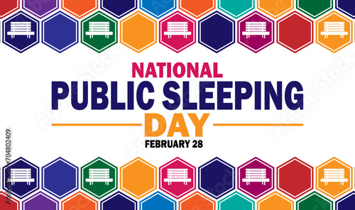 National Public Sleeping Day. February 28. Holiday concept. Template for background, banner, card, poster with text inscription. Vector illustration
