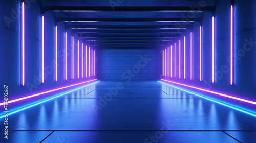 3d rendering neon light abstract ultraviolet background dynamic glowing lines blue pink laser rays. ai generative
