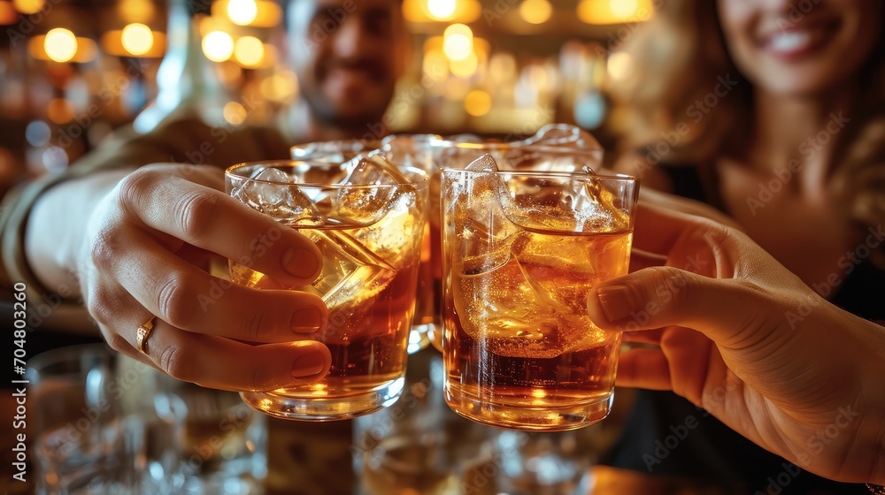 Celebration toast with cocktails. Generative AI. Celebration toast with cocktails. Generative AI.