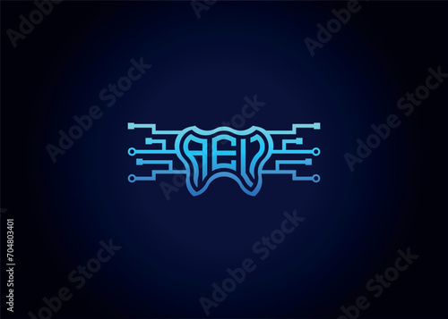 Letter AEL Modern Technology Vector Monogram Dental care shape Logo photo