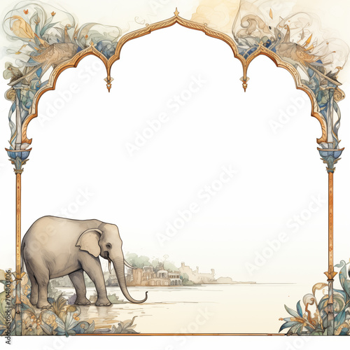 elephant garden frame border design with some blank space