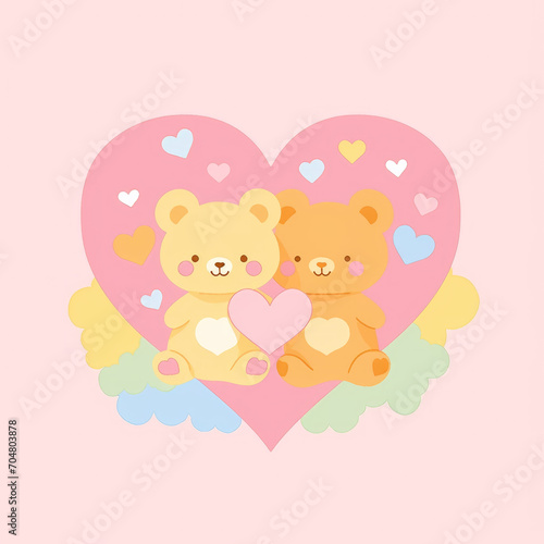 Cute bears and hearts, valentine's day, vector graphic, clipart