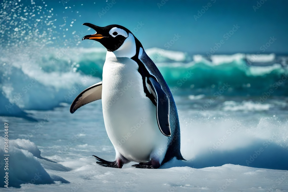 Describe the unique fashion trends among a group of stylish penguins