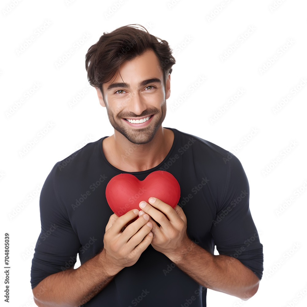 Man Holding A Valentine Heart Isolated On Transparant Background Man Holding A Valentine Heart Isolated On Transparant Background