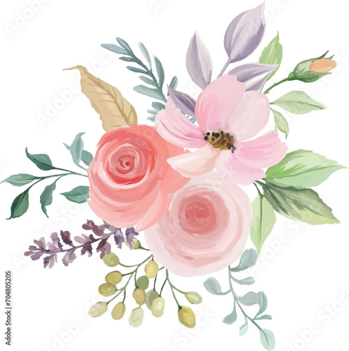 watercolor flower bouquet illustration, watercolor flower bouquet for wedding decoration, greeting, wallpaper, fashion, background.