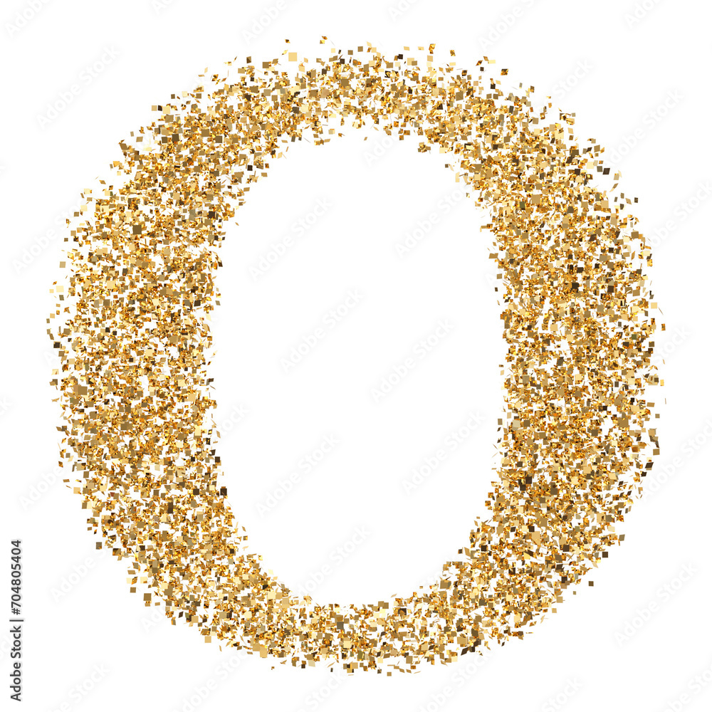 Gold glittering letter O font Gold glittering letter O font