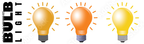 Lightbulb icon on light background. Idea symbol. Electric lamp, light, innovation, solution, creative thinking, electricity. Outline, flat and colored style. Flat design.