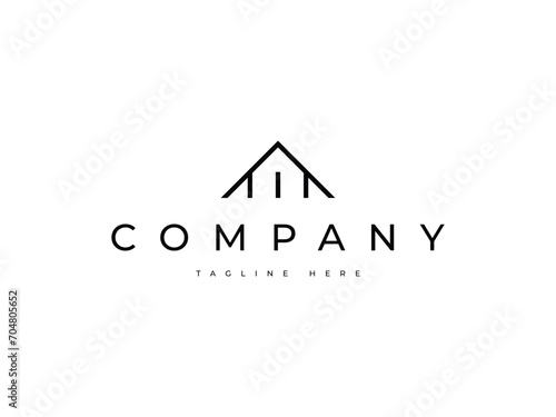 real estate house line logo design