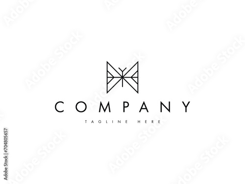 minimal abstract butterfly line logo design