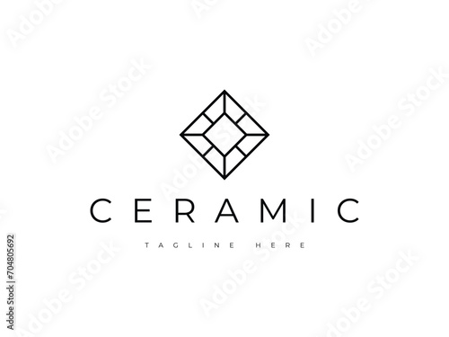 abstract tile ceramic flooring line logo design