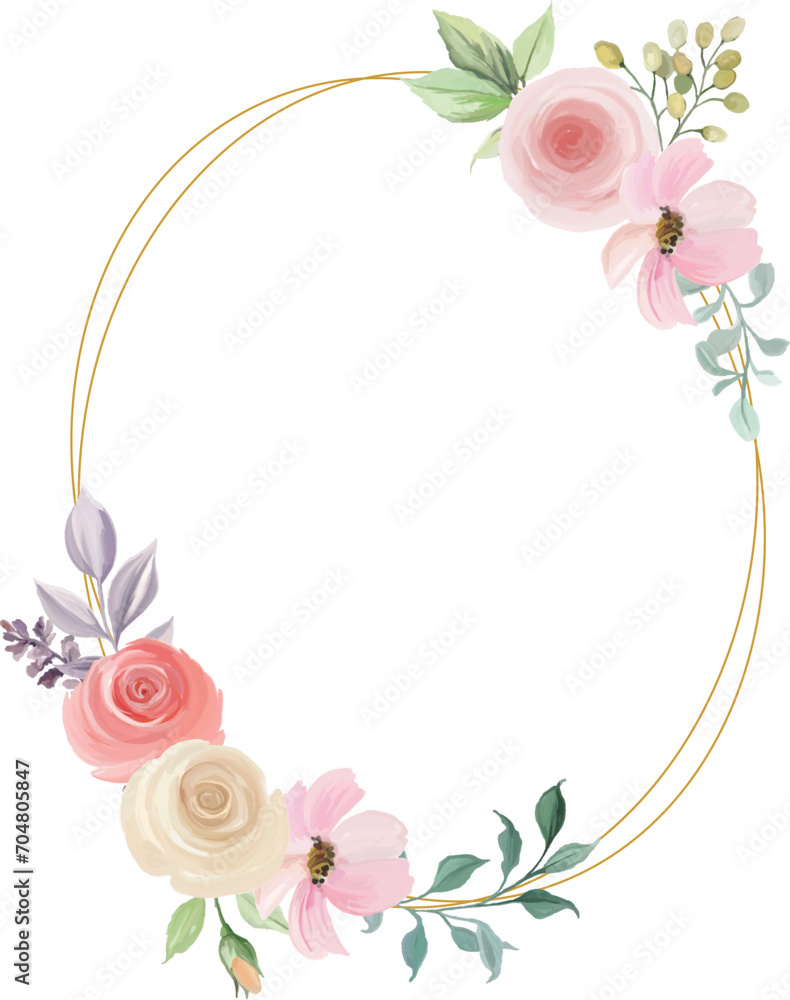 watercolor flower frame for decoration of wedding invitations, greetings, designs, birthdays