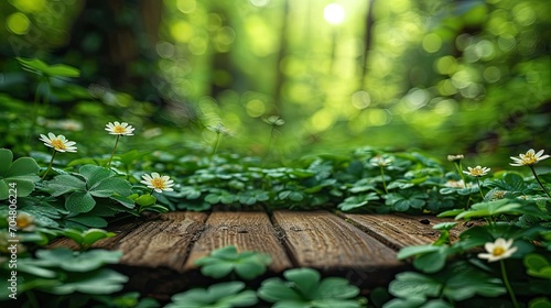 empty wooden table . St.patricks day blurred 