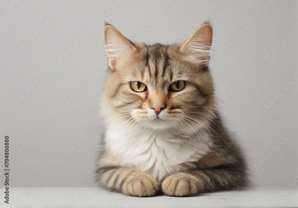 A cat on plain white background from AI Generative