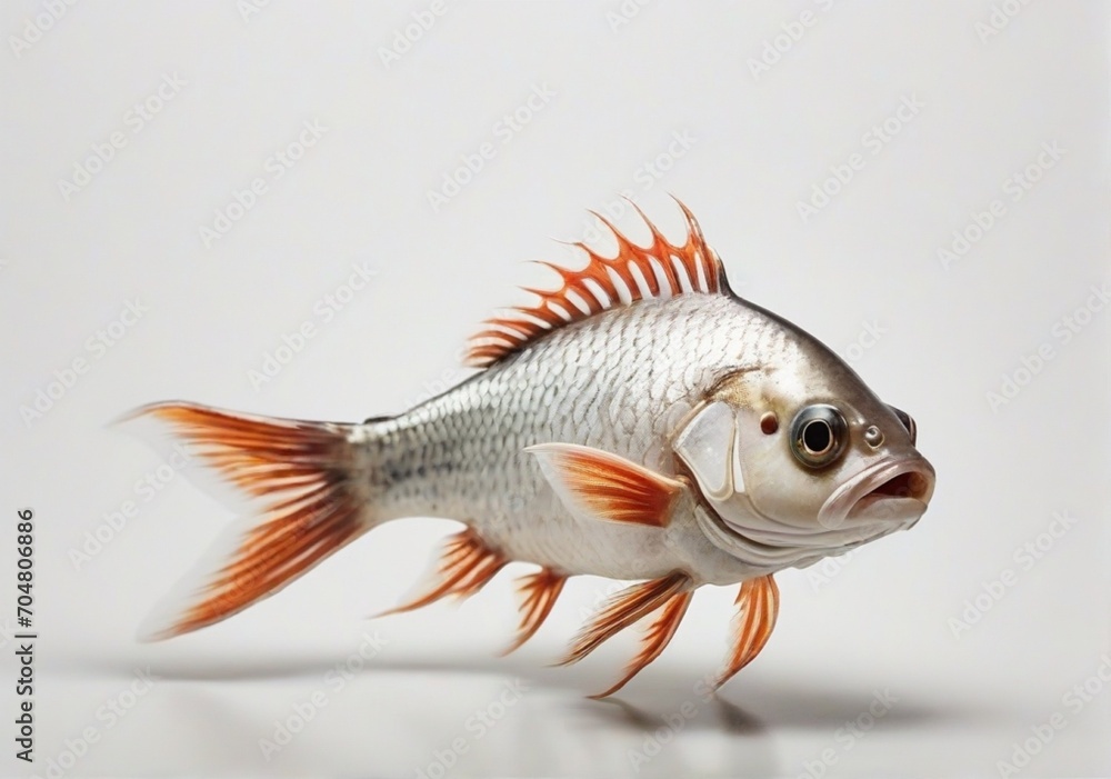 A fish on plain white background from AI Generative A fish on plain white background from AI Generative