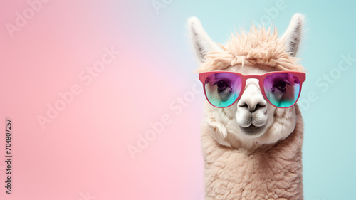 Portrait of stylish lama wearing sunglasses © Samvel
