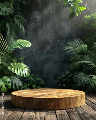 a wooden table with pots of plants on it
