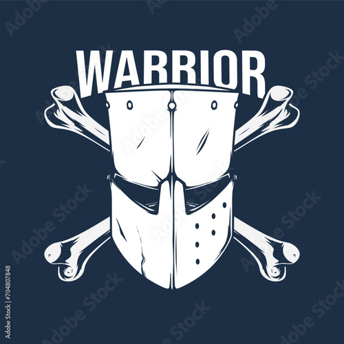 Warrior helmet with crossbones drawing