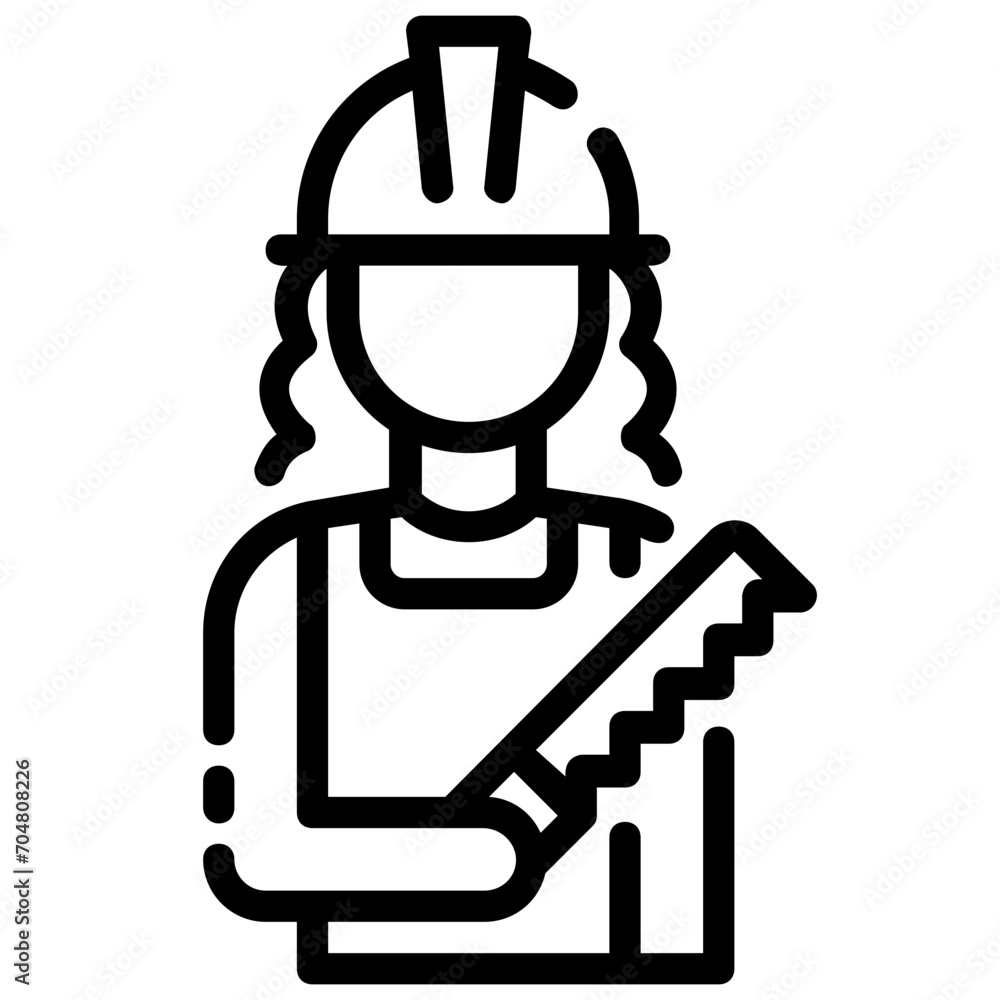 builder woman outline vector icon builder woman outline vector icon
