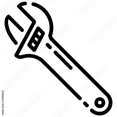 adjustable spanner outline vector icon