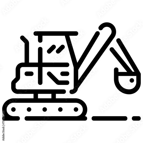 excavator outline vector icon