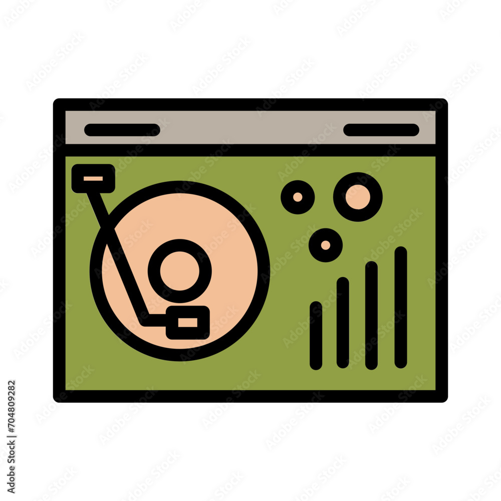 Music Player Record Filled Outline Icon Music Player Record Filled Outline Icon