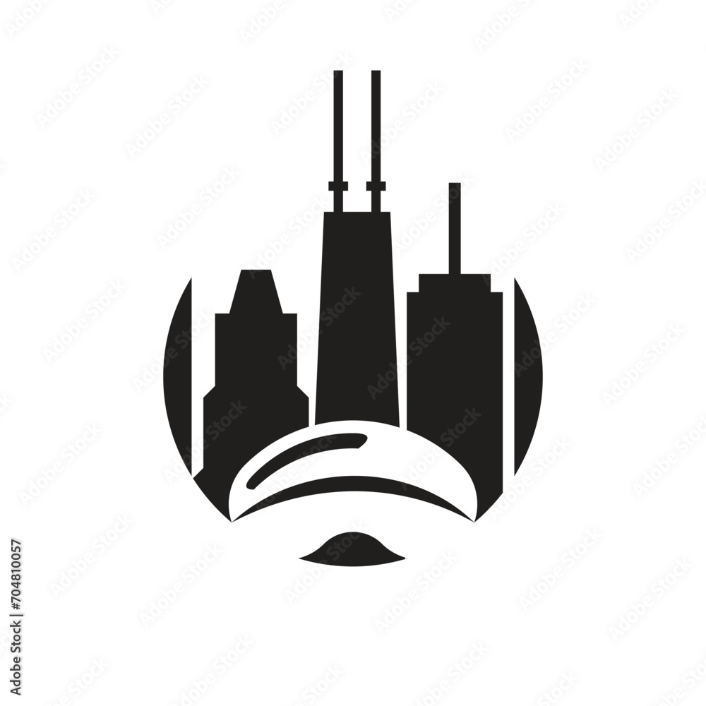 Obraz premium Chicago skyline silhouette with cloud gate bean 