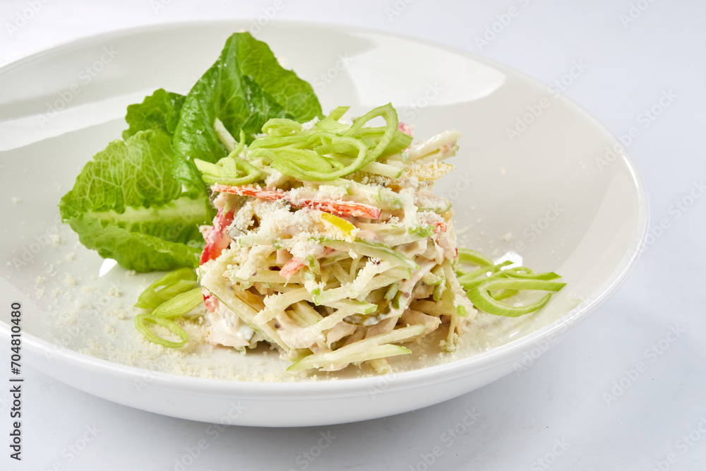 coleslaw salad on the white plate