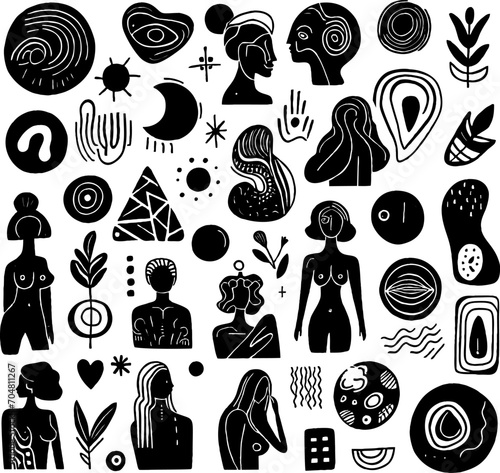 Sketch graphic illustration with mystic hand drawn